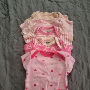 5 short sleeve pink onsies 0-3 month